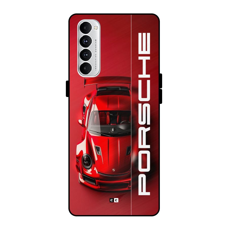 Red Porsche Metal Back Case for Oppo Reno4 Pro