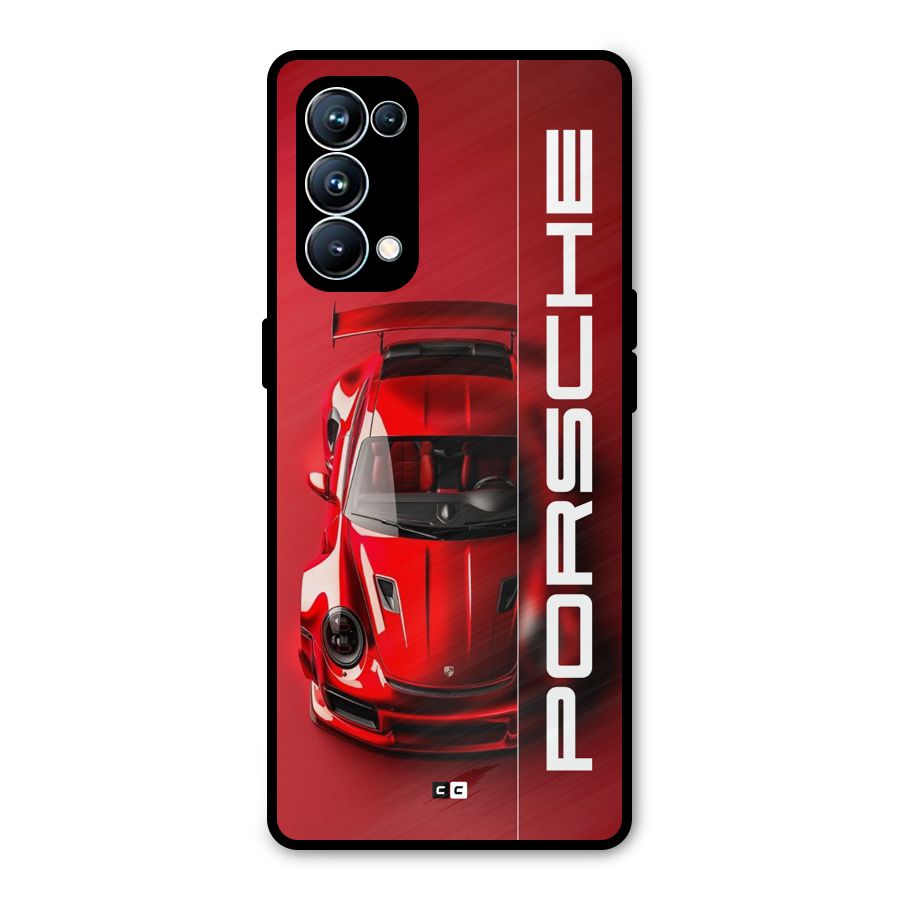 Red Porsche Metal Back Case for Oppo Reno5 Pro 5G