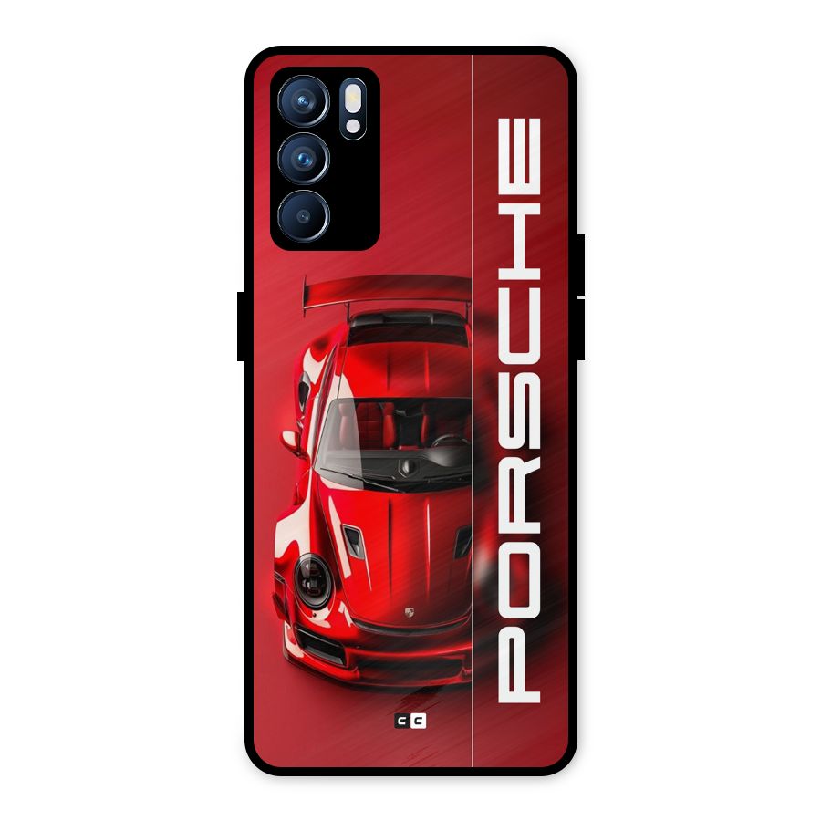 Red Porsche Metal Back Case for Oppo Reno6 5G