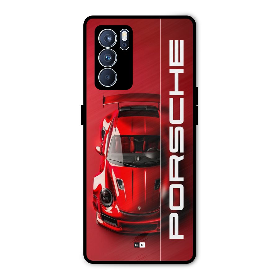 Red Porsche Metal Back Case for Oppo Reno6 Pro 5G