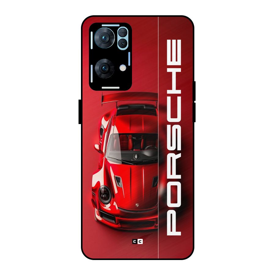 Red Porsche Metal Back Case for Oppo Reno7 Pro 5G