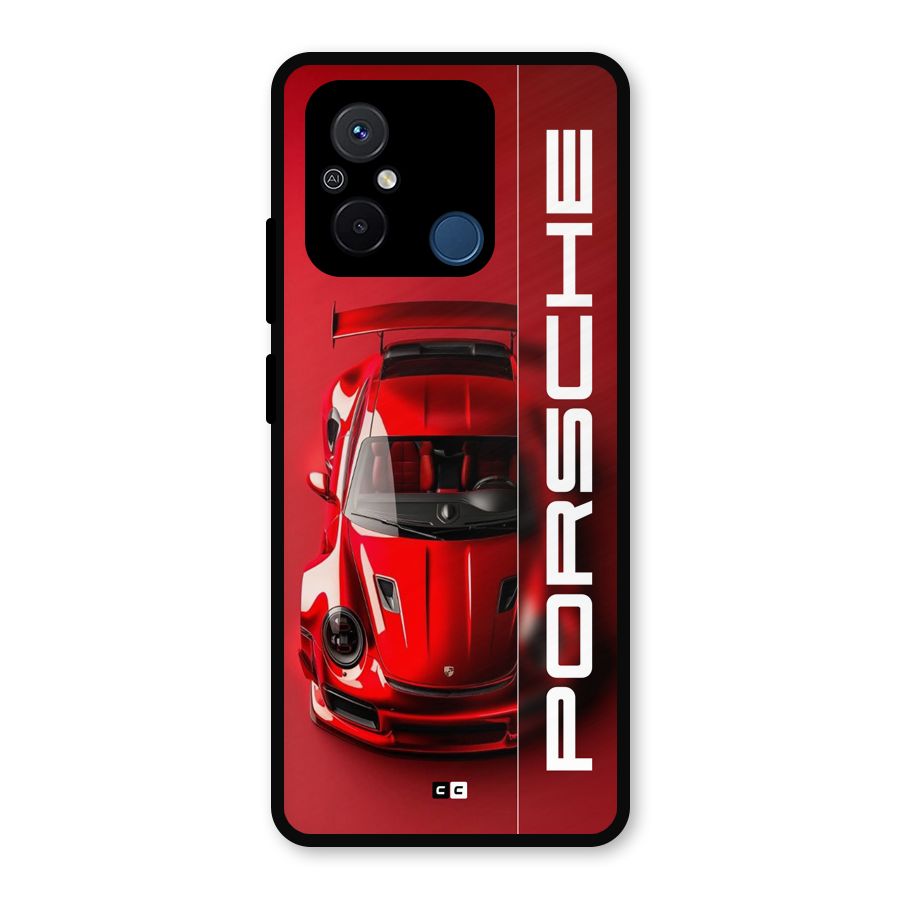 Red Porsche Metal Back Case for Poco C55
