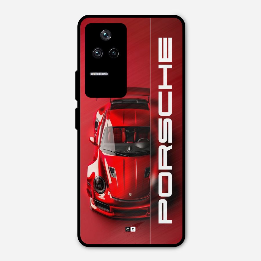 Red Porsche Metal Back Case for Poco F4 5G