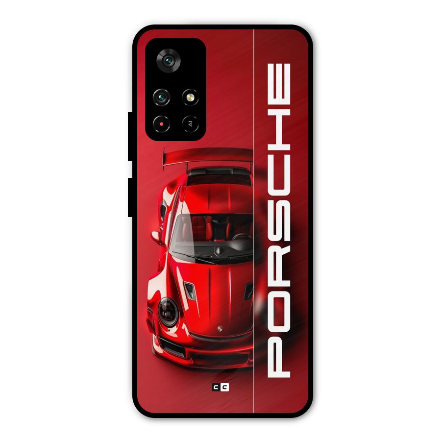 Red Porsche Metal Back Case for Poco M4 Pro 5G