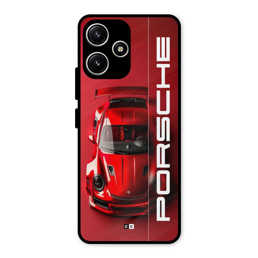 Red Porsche Metal Back Case for Poco M6 Pro
