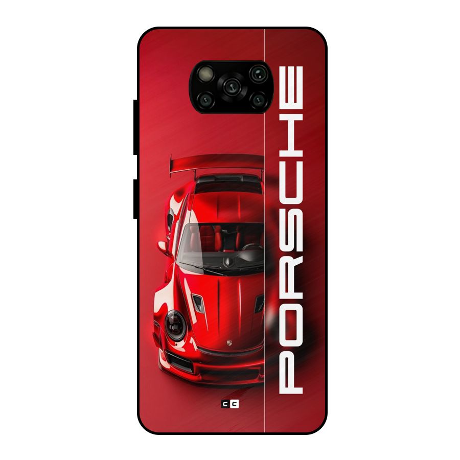 Red Porsche Metal Back Case for Poco X3