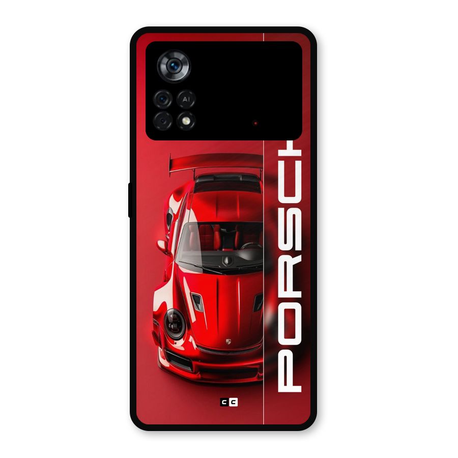 Red Porsche Metal Back Case for Poco X4 Pro 5G