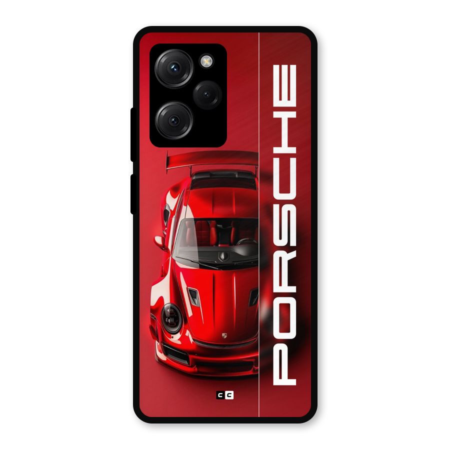 Red Porsche Metal Back Case for Poco X5 Pro