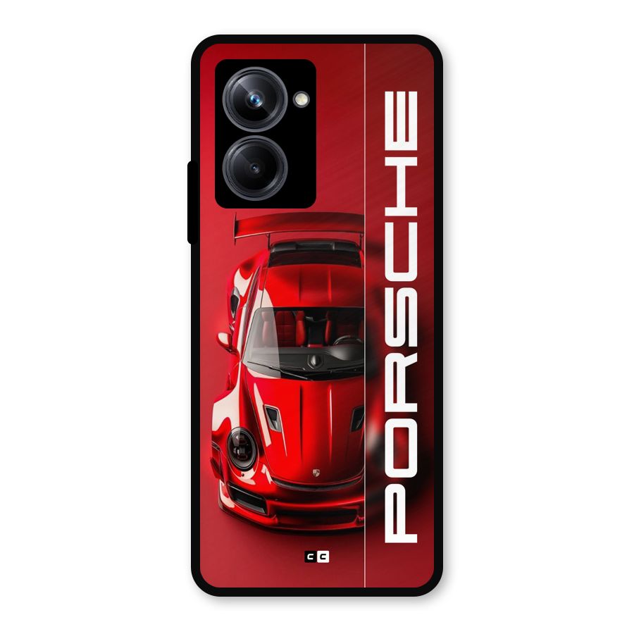 Red Porsche Metal Back Case for Realme 10 Pro