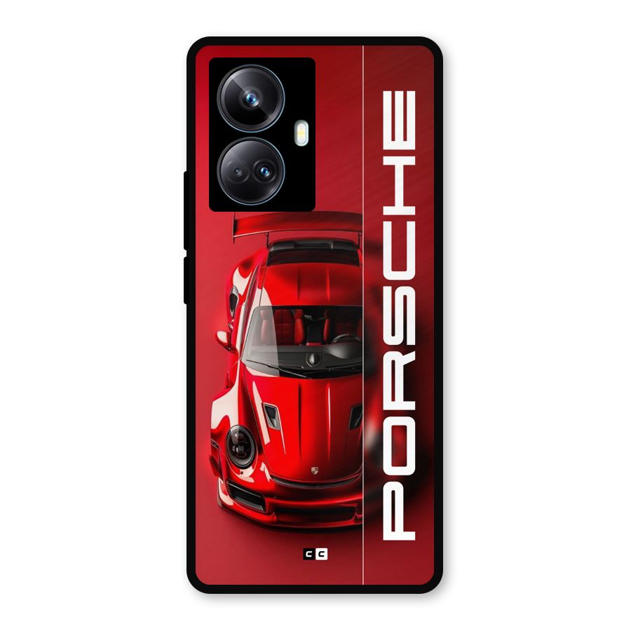 Red Porsche Metal Back Case for Realme 10 Pro Plus