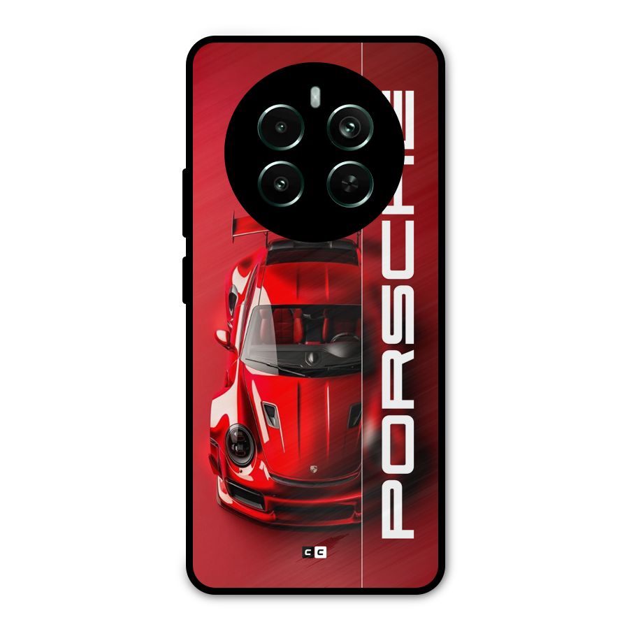 Red Porsche Metal Back Case for Realme 12 Plus