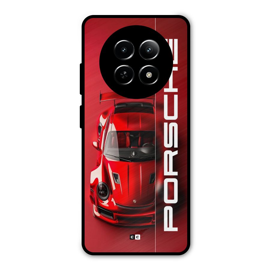 Red Porsche Metal Back Case for Realme 12x 5G