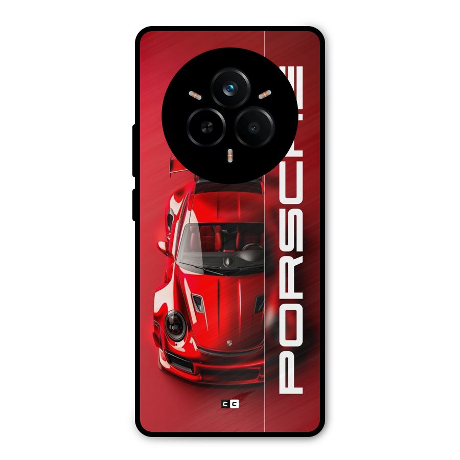 Red Porsche Metal Back Case for Realme 14 Pro