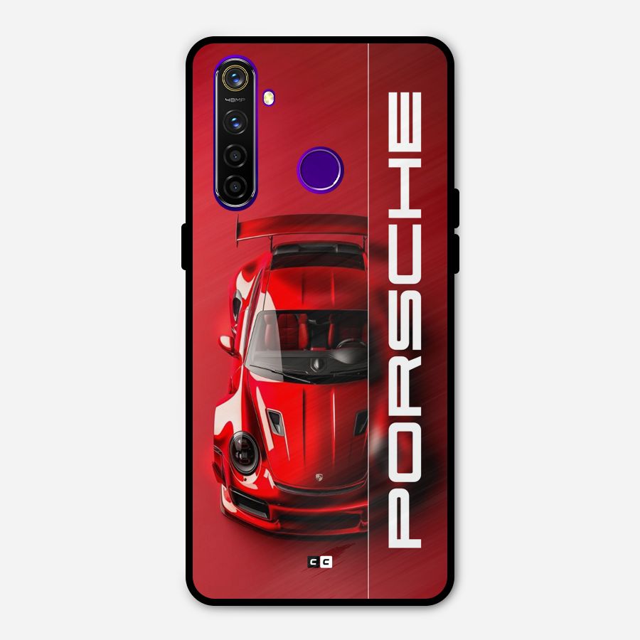 Red Porsche Metal Back Case for Realme 5 Pro