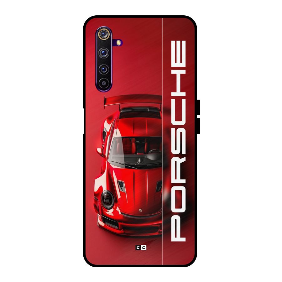 Red Porsche Metal Back Case for Realme 6 Pro