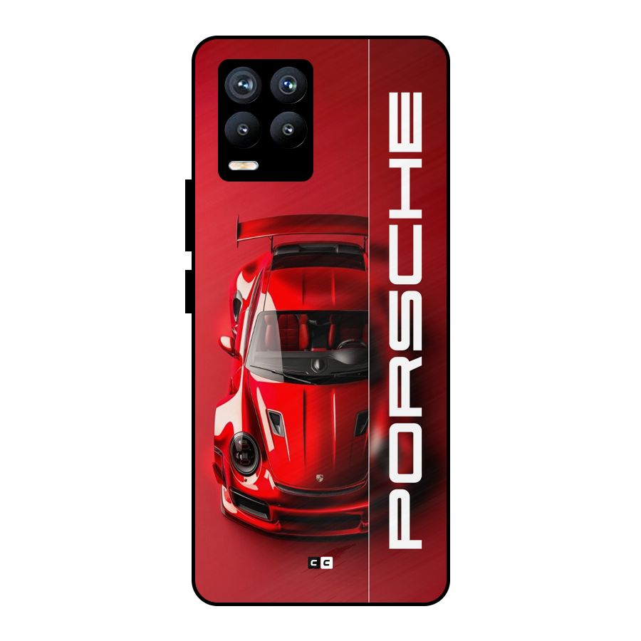 Red Porsche Metal Back Case for Realme 8 Pro