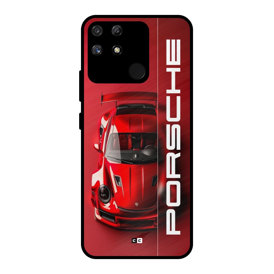 Red Porsche Metal Back Case for Realme Narzo 50A