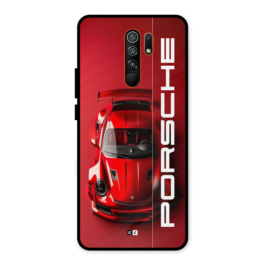 Red Porsche Metal Back Case for Redmi 9 Prime