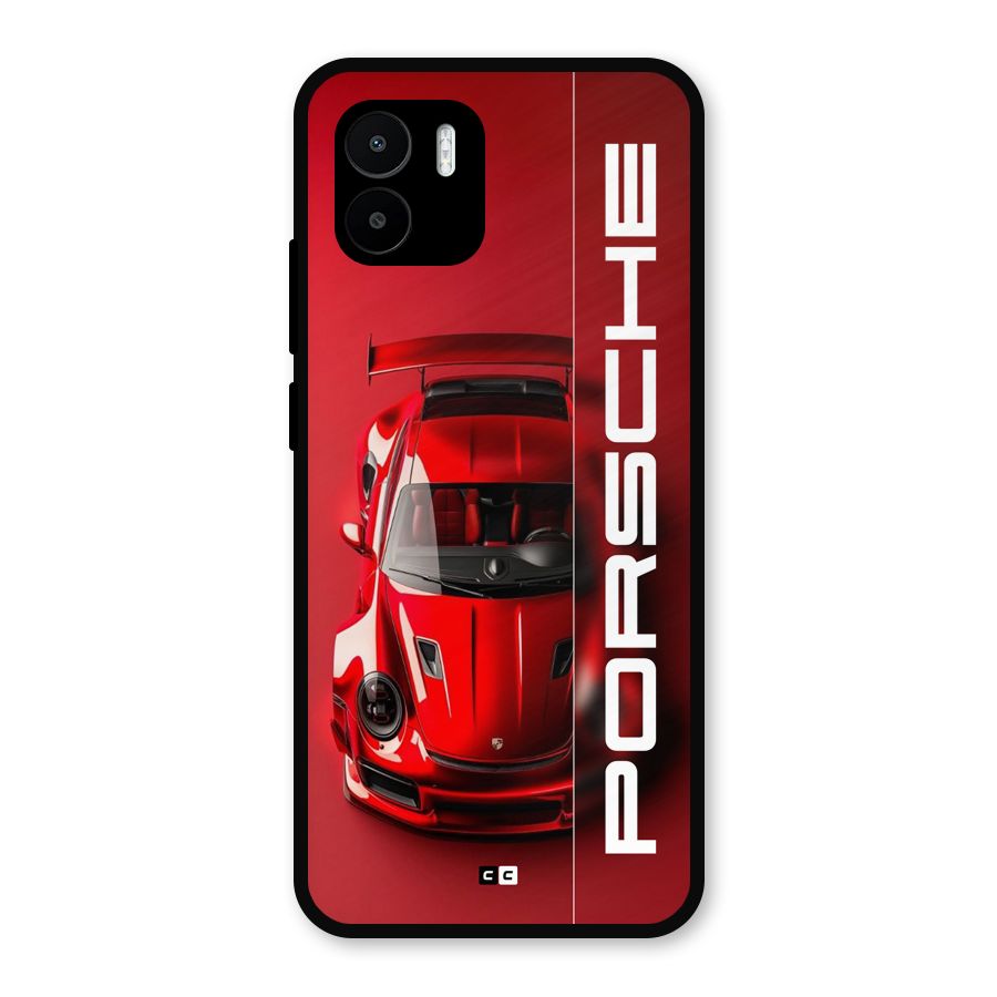 Red Porsche Metal Back Case for Redmi A2