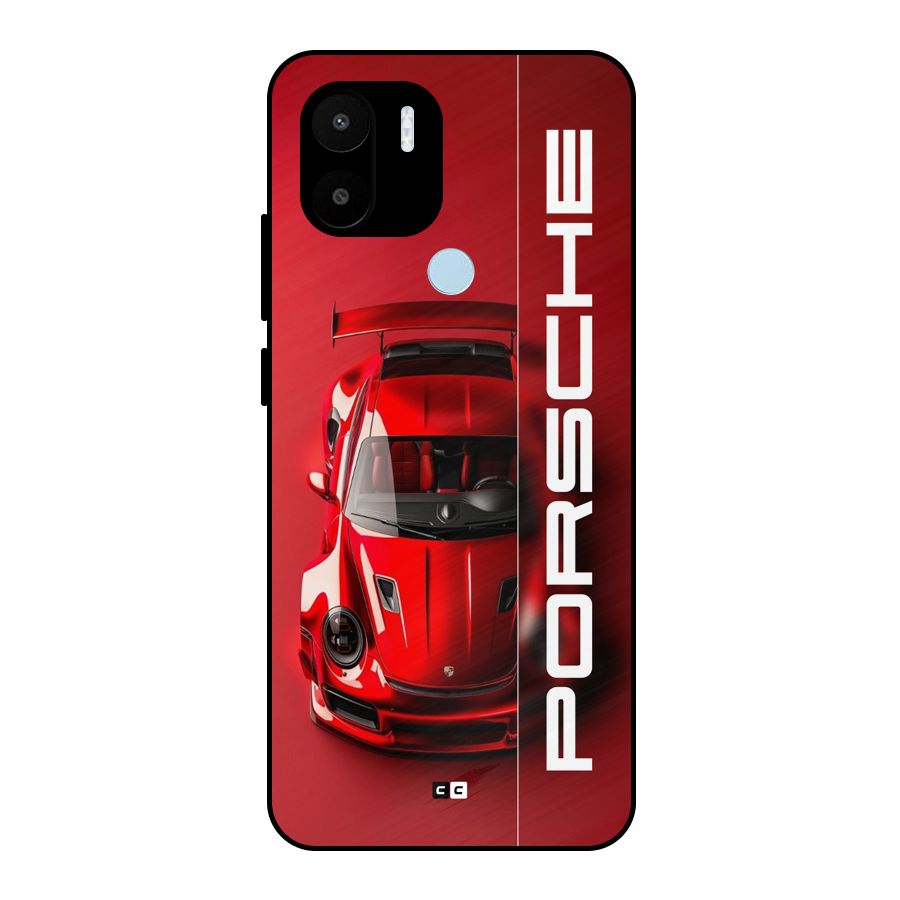 Red Porsche Metal Back Case for Redmi A2 Plus