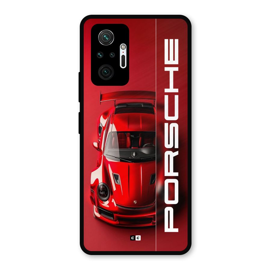 Red Porsche Metal Back Case for Redmi Note 10 Pro Max