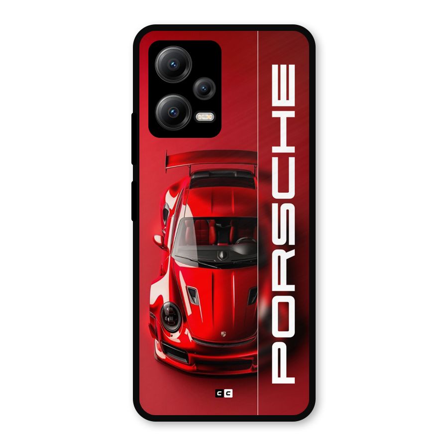 Red Porsche Metal Back Case for Redmi Note 12 5G