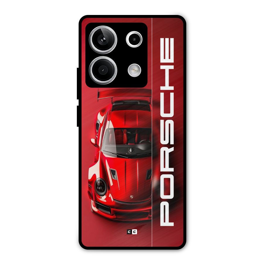 Red Porsche Metal Back Case for Redmi Note 13 5G