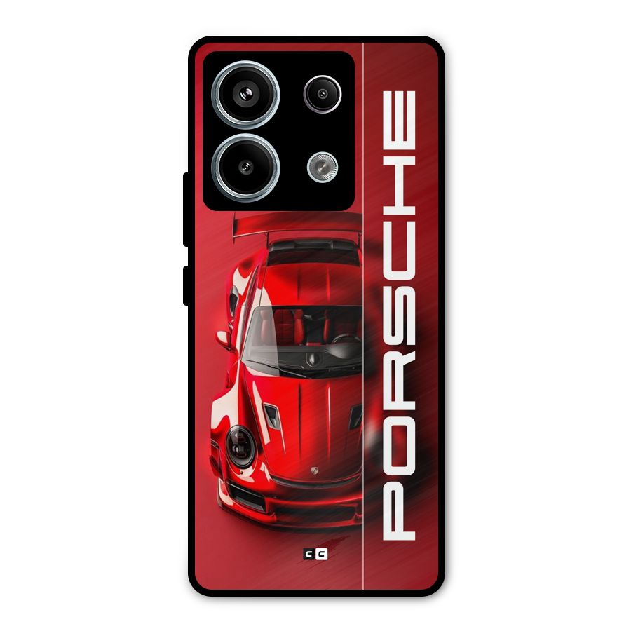 Red Porsche Metal Back Case for Redmi Note 13 Pro 5G