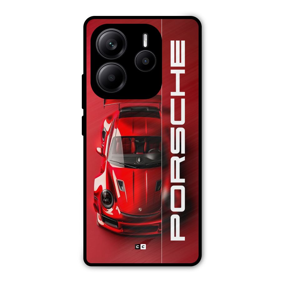 Red Porsche Metal Back Case for Redmi Note 14 5G