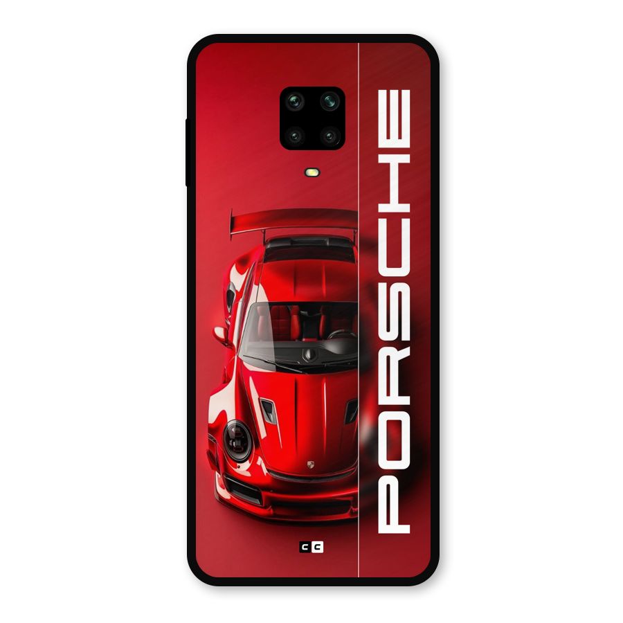 Red Porsche Metal Back Case for Redmi Note 9 Pro Max