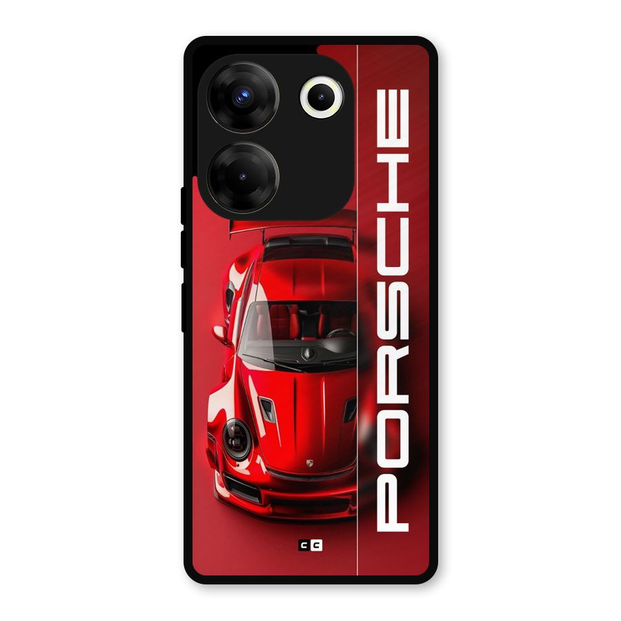 Red Porsche Metal Back Case for Tecno Camon 20 Pro