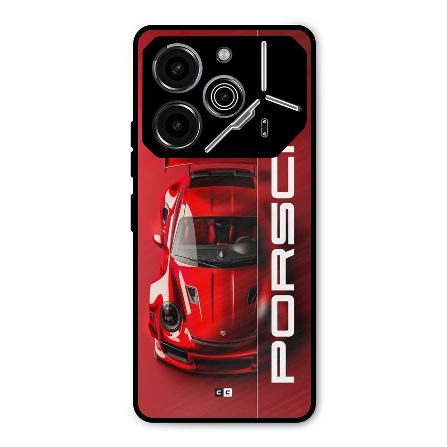 Red Porsche Metal Back Case for Tecno Pova 6 Pro