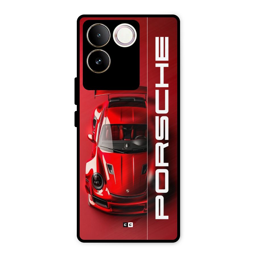Red Porsche Metal Back Case for Vivo T2 Pro