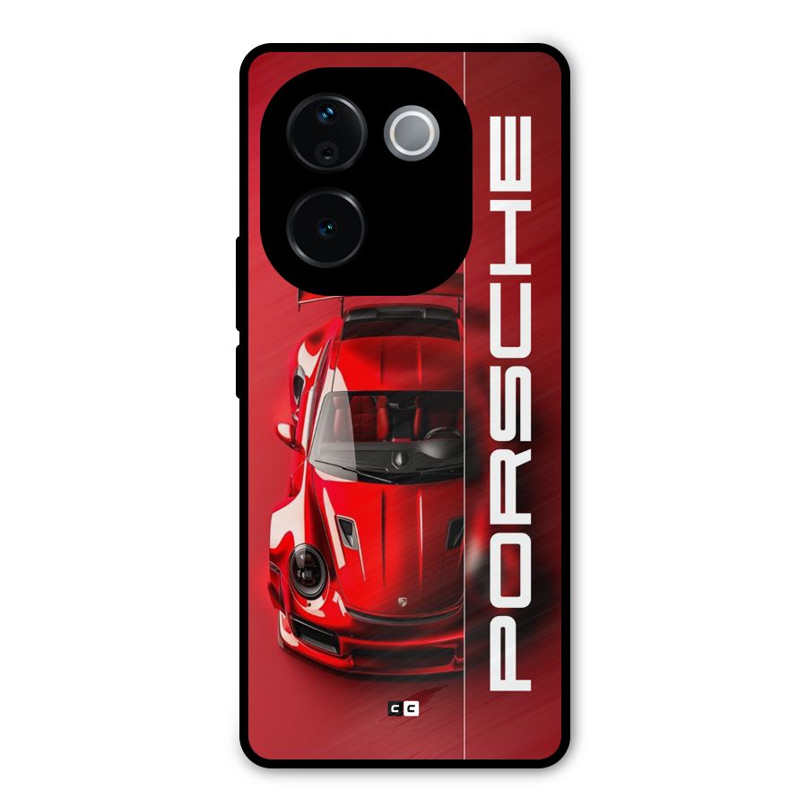 Red Porsche Metal Back Case for Vivo T3 Pro