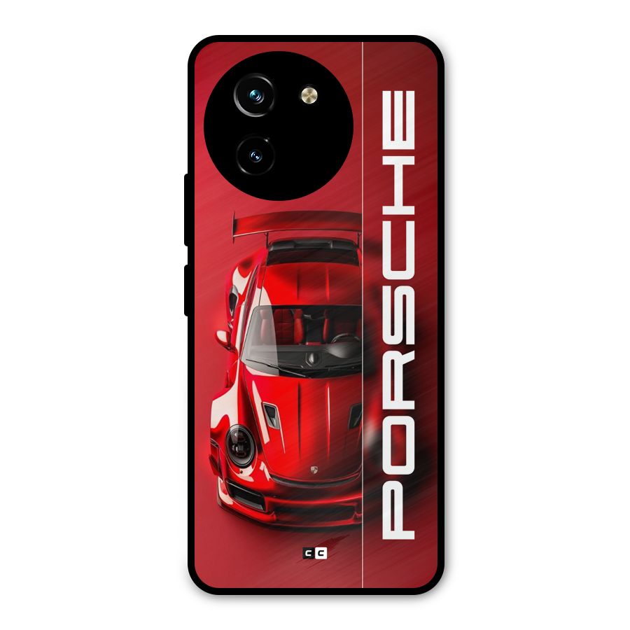 Red Porsche Metal Back Case for Vivo T3x