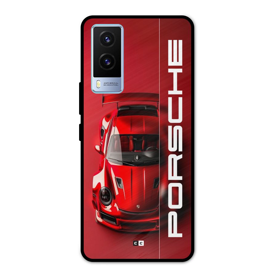 Red Porsche Metal Back Case for Vivo V21e 5G