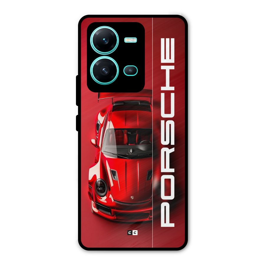 Red Porsche Metal Back Case for Vivo V25