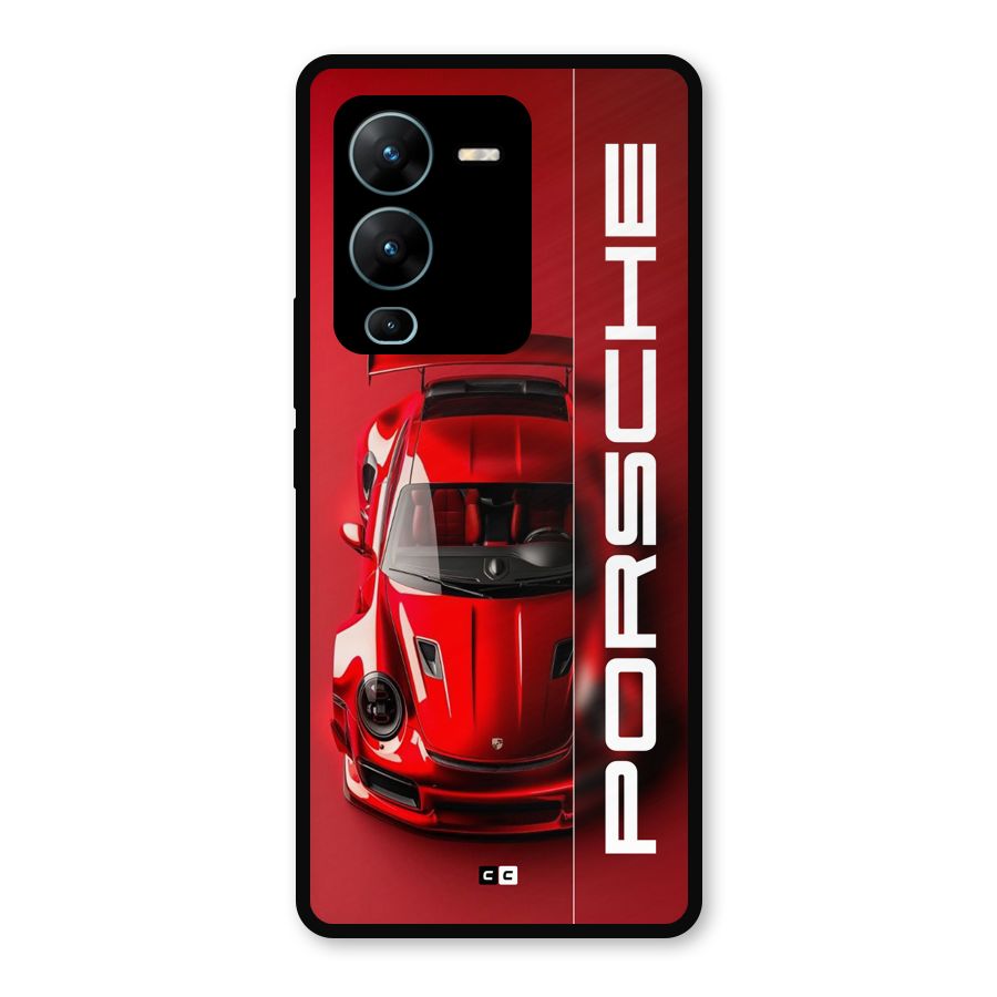 Red Porsche Metal Back Case for Vivo V25 Pro