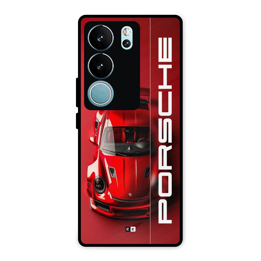 Red Porsche Metal Back Case for Vivo V29 Pro