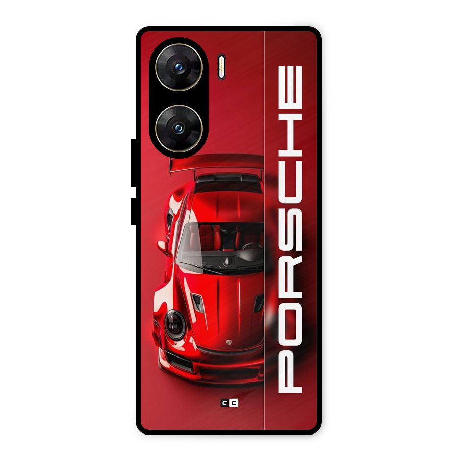 Red Porsche Metal Back Case for Vivo V29e