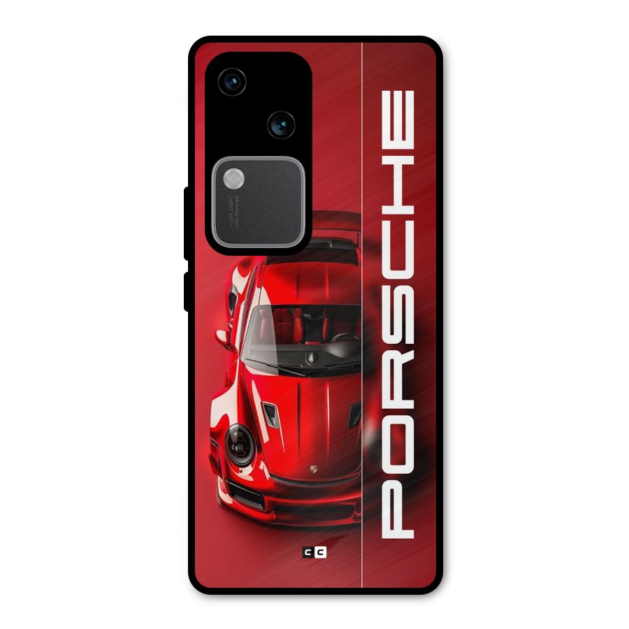 Red Porsche Metal Back Case for Vivo V30 Pro