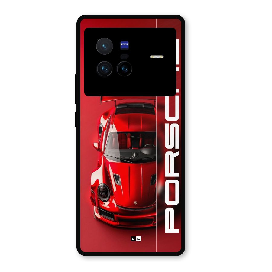 Red Porsche Metal Back Case for Vivo X80
