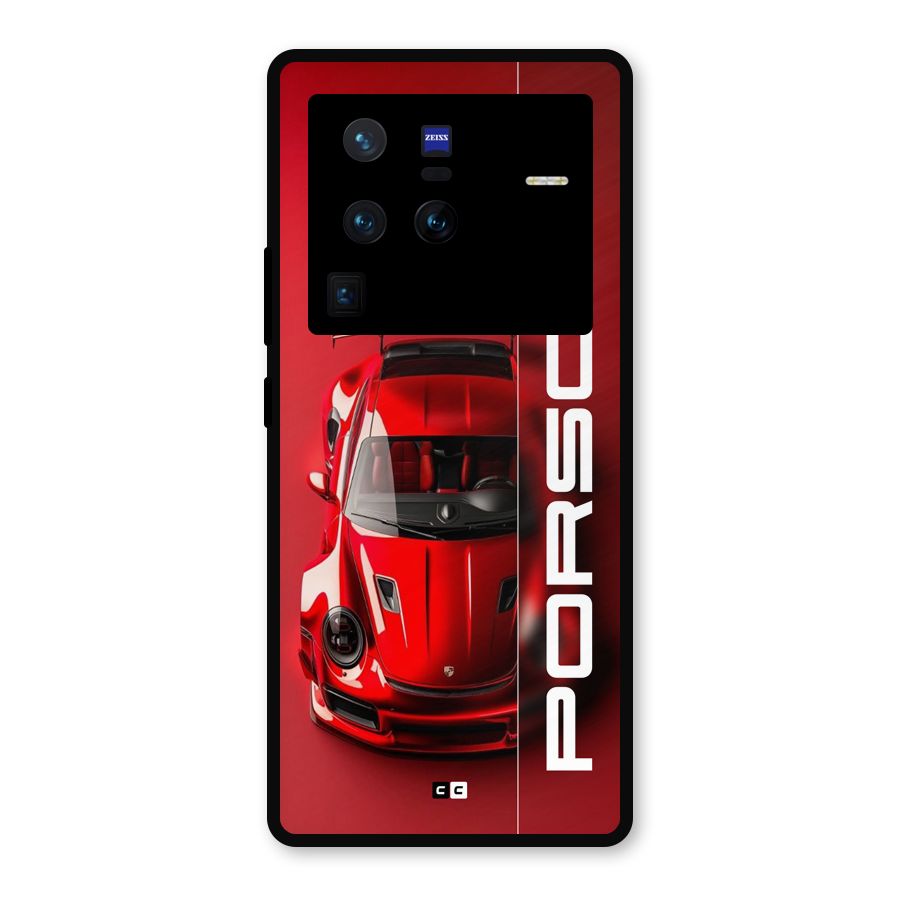 Red Porsche Metal Back Case for Vivo X80 Pro