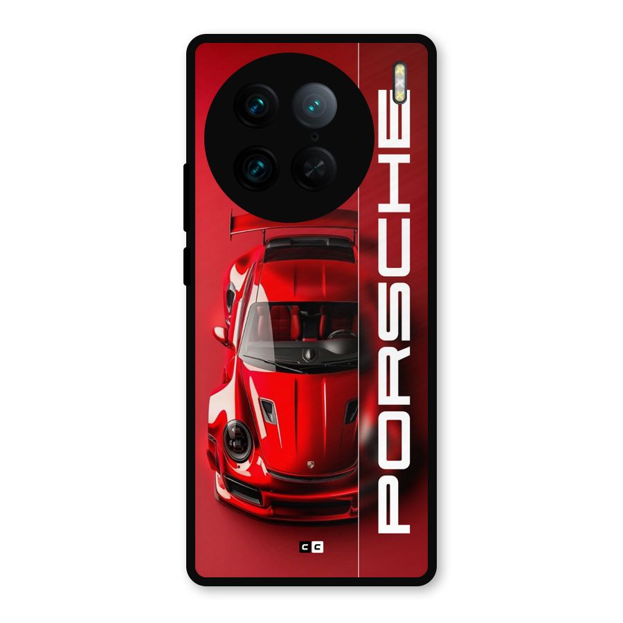 Red Porsche Metal Back Case for Vivo X90 Pro