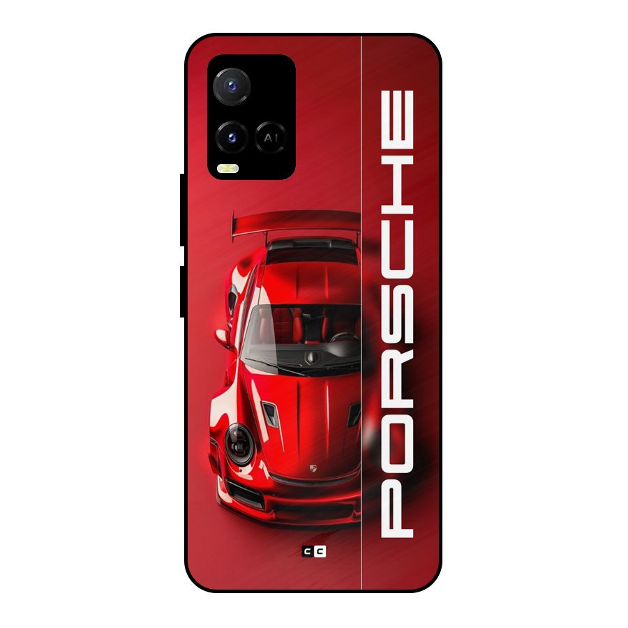 Red Porsche Metal Back Case for Vivo Y21G