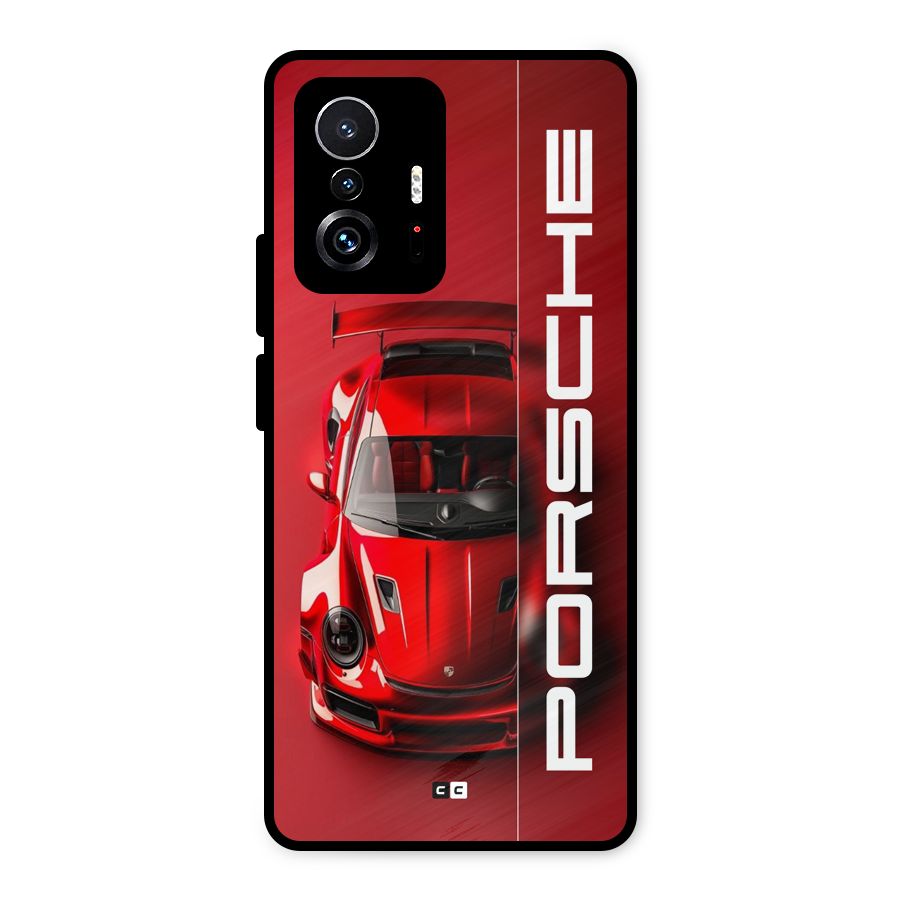 Red Porsche Metal Back Case for Xiaomi 11T Pro