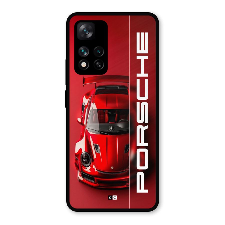 Red Porsche Metal Back Case for Xiaomi 11i Hypercharge 5G