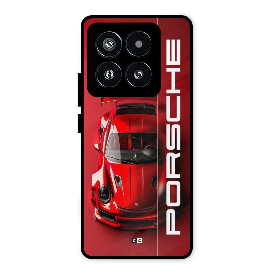 Red Porsche Metal Back Case for Xiaomi 14 Pro