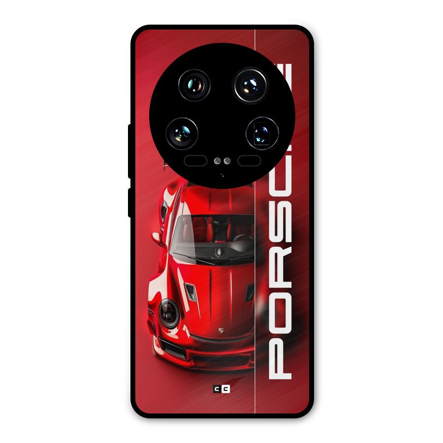 Red Porsche Metal Back Case for Xiaomi 14 Ultra