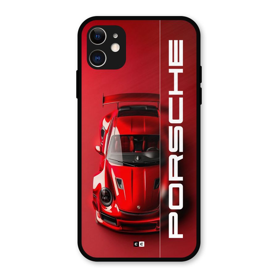 Red Porsche Metal Back Case for iPhone 11